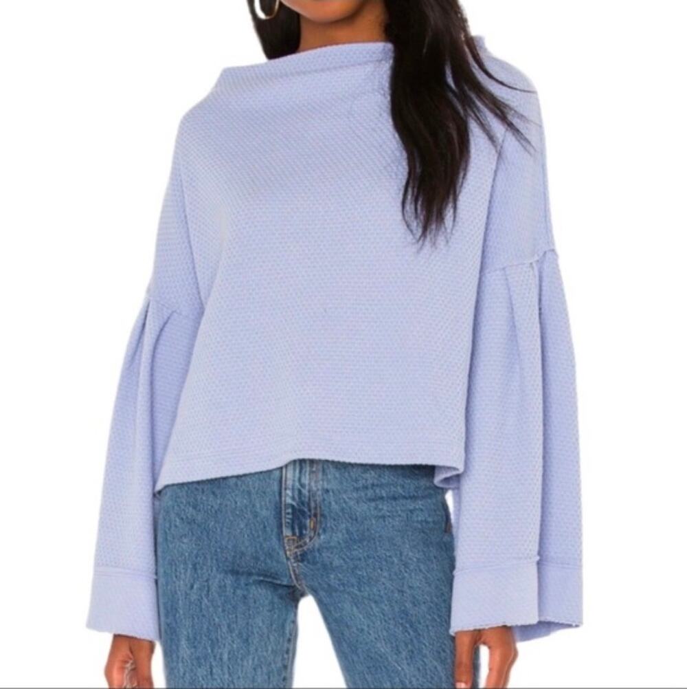 We the Free Bunny Tee Pullover Blue Moon Quartz Women's Medium